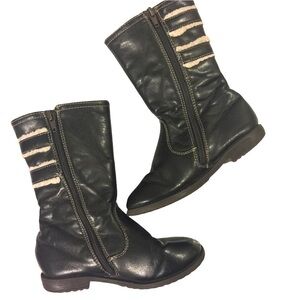 RACHEL shoes Lil Sahara faux fur black zip boots.